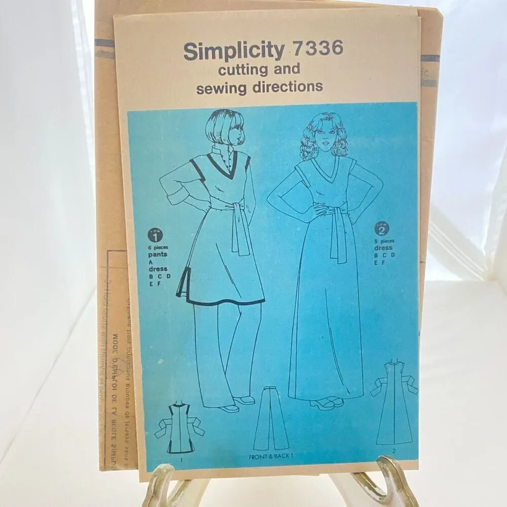 #7336 Simplicity Misses Jiffy Knit Pullover Dress  Pants Sewing Pattern Size 14
